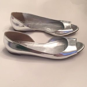 Silver jcrew cutout flats size 10